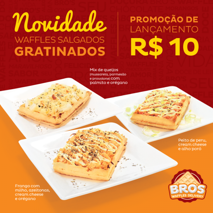 Disk Waffles Salgados em Piracicaba Bros Waffles Delivery Boca