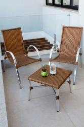 Para sua casa - Conjunto 2 Poltronas + 1 mesinha de centro Alumínio e Fibra sintética Selene  - Conjunto 2 Poltronas + 1 mesinha de centro Alumínio e Fibra sintética Selene 