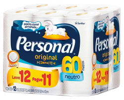 Papel higiênico PERSONAL Leve 12 pague 11 60 metros