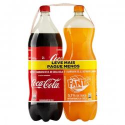 REFRIGERANTE DUAL COCA-COLA 2LT+FANTA 2LT