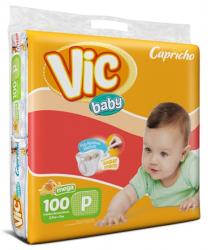 Fralda Para Bebe Infantil tamanho P Pacote com 100 unidades Vic Baby 