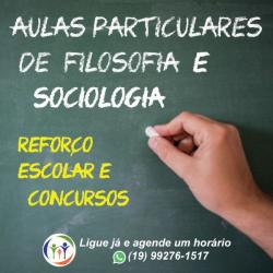 Aulas Particulares de Filosofia e Sociologia, para Reforço Escolar e Concursos