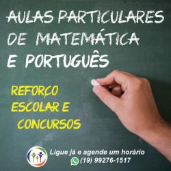 Aulas Particulares de Matemática e Português, para Reforço Escolar e Concursos