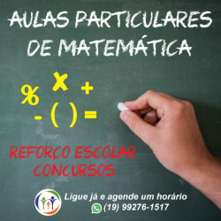 Aulas Particulares de Matemática, para Reforço Escolar e Concursos