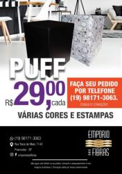 PUFF BOX COURO ECOLÓGICO CORINO VARIAS CORES 