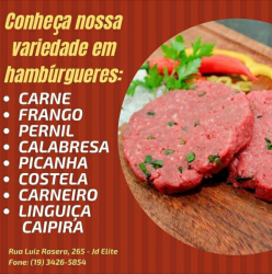 Alimentação - Hamburguer Elite  de Carneiro  Pernil  Picanha Costela  - Hamburguer Elite  de Carneiro  Pernil  Picanha Costela 