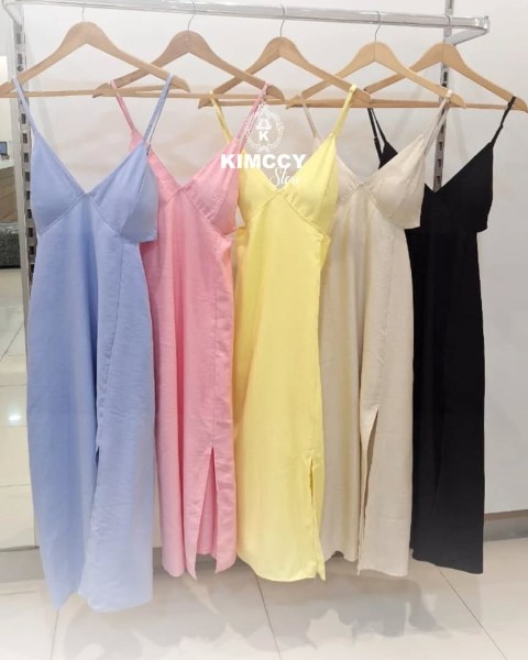 colecao-verao-modinha-vestido-midi-liso-alca-biobo-fenda-moda-casual-social-esporte-fino-piracicaba