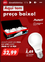 Para sua casa - Lâmpada de Led Bulbo Avant 9W 6500k Bivolt  - Lâmpada de Led Bulbo Avant 9W 6500k Bivolt 