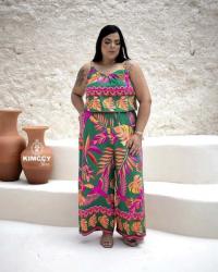 Coleção Outono Inverno Macacão Longo Plus Size Liso Estampado Moda Casual Social Esporte Fino