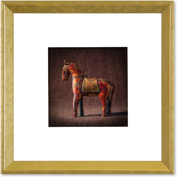quadro-foto-gravura-com-moldura-dourada-animal-cavalo-madeira-vermelho-americana-campinas-rio-claro-