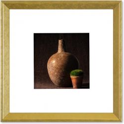 Quadro Foto com Moldura Dourada Vaso Cerâmico 