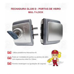 Fechadura para porta de vidro  GL100 D Mul-T-Lock 