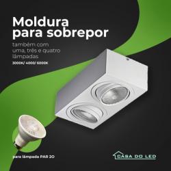 MOLDURA DUPLA SOBREPOR E EMBUTIR BRANCA P/ LÂMPADA PAR 20 