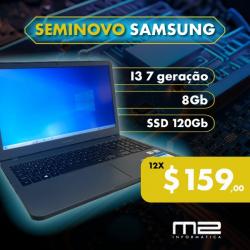 Notebook Samsung i3 7ª geração, 8GB de memória, 120GB de SSD, tela de 15.6 Seminovo