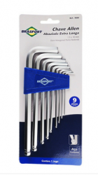 Chave Hexagonal Abaulada LG 1.5 a 10mm - 9 pçs Brasfort 7830