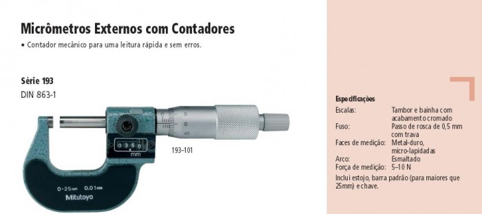 Micrômetros Externos com Contadores Série 193 