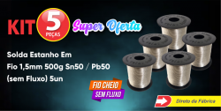 Solda Estanho Em  Fio 1,5mm 500g Sn50 / Pb50  (sem Fluxo) 5un 