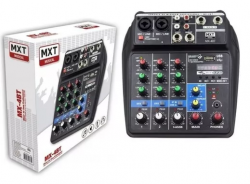 Mesa de Som 4 canais MXT MX4BT Bluetooh, USB, Phanton, Efeitos  