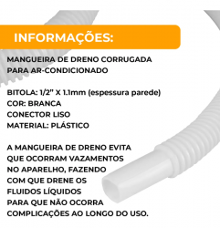 Mangueira Corrugada para Dreno Ar Condicionado 1/2 
