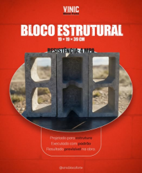 Bloco Estrutural Concreto Cimento 19X19X39 