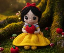 Branca de Neve Amigurumi De Crochê 