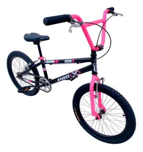 Bicicleta Aro 20 Pro-X Série 1 BMX Preta e Rosa