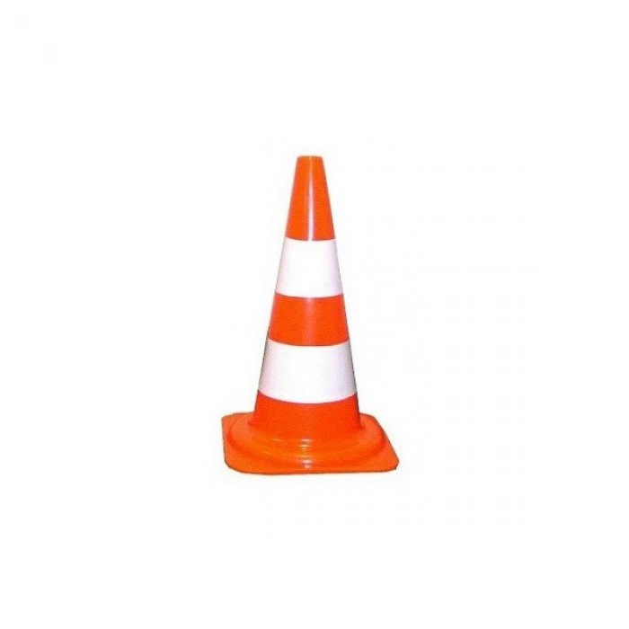 CONE PVC LARANJA E BRANCO 50CM