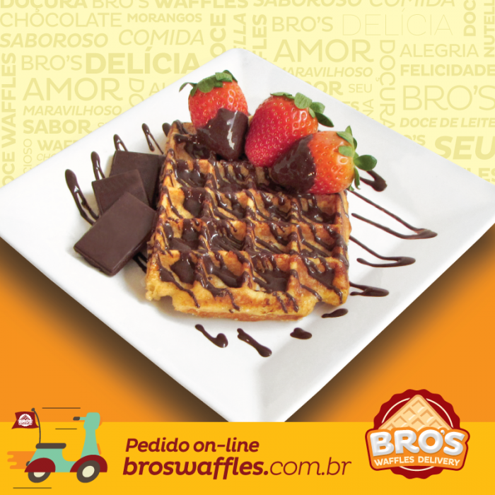 Waffles morango com chocolate