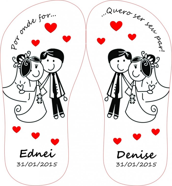 Chinelo personalizado para casamentos, aniversários, formaturas, brindes