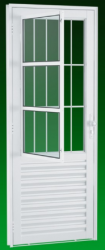 Para sua casa - PORTA DE ABRIR COM POSTIGO E GRADE 3 VIDROS DE ALUMÍNIO 0,80 X 2,10 ALT    COD. 18/289007 - PORTA DE ABRIR COM POSTIGO E GRADE 3 VIDROS DE ALUMÍNIO 0,80 X 2,10 ALT    COD. 18/289007