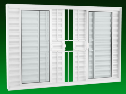 Para sua casa - VENEZIANA CENTRAL COM GRADE 6 FOLHAS - 4 MÓVEIS/ 2 FIXAS 1,50 X 1,00 ALT.      COD 389050 - VENEZIANA CENTRAL COM GRADE 6 FOLHAS - 4 MÓVEIS/ 2 FIXAS 1,50 X 1,00 ALT.      COD 389050