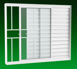 Para sua casa - VENEZIANA LATERAL COM GRADE 3 FOLHAS 2 MÓVEIS/ 1 FIXA DE ALUMÍNIO 1,50 X 1,00 ALT.       COD 389063 - VENEZIANA LATERAL COM GRADE 3 FOLHAS 2 MÓVEIS/ 1 FIXA DE ALUMÍNIO 1,50 X 1,00 ALT.       COD 389063
