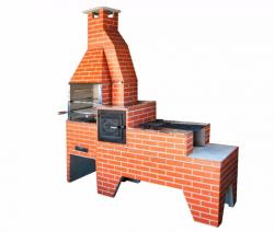 Churrasqueira Pré Moldada c/ mesa inox, forno e fogão